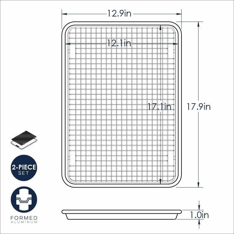 imageNordic Ware 43172AMZM Nordic Ware Half Sheet with Oven Safe Nonstick Grid 2 Piece Set NaturalNatural