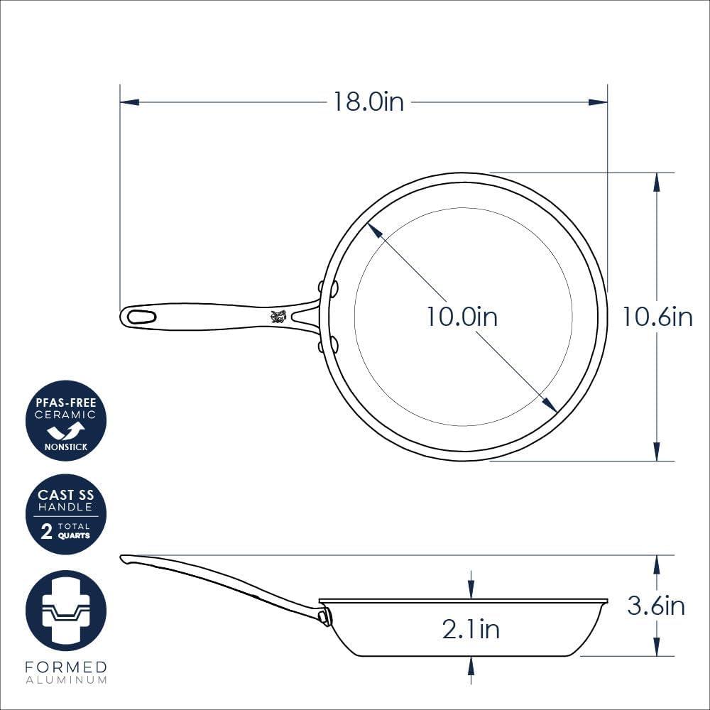 imageNordic Ware Basalt Aluminum Saute Skillet 8Inch Ceramic CoatingNonstick Ceramic Coating