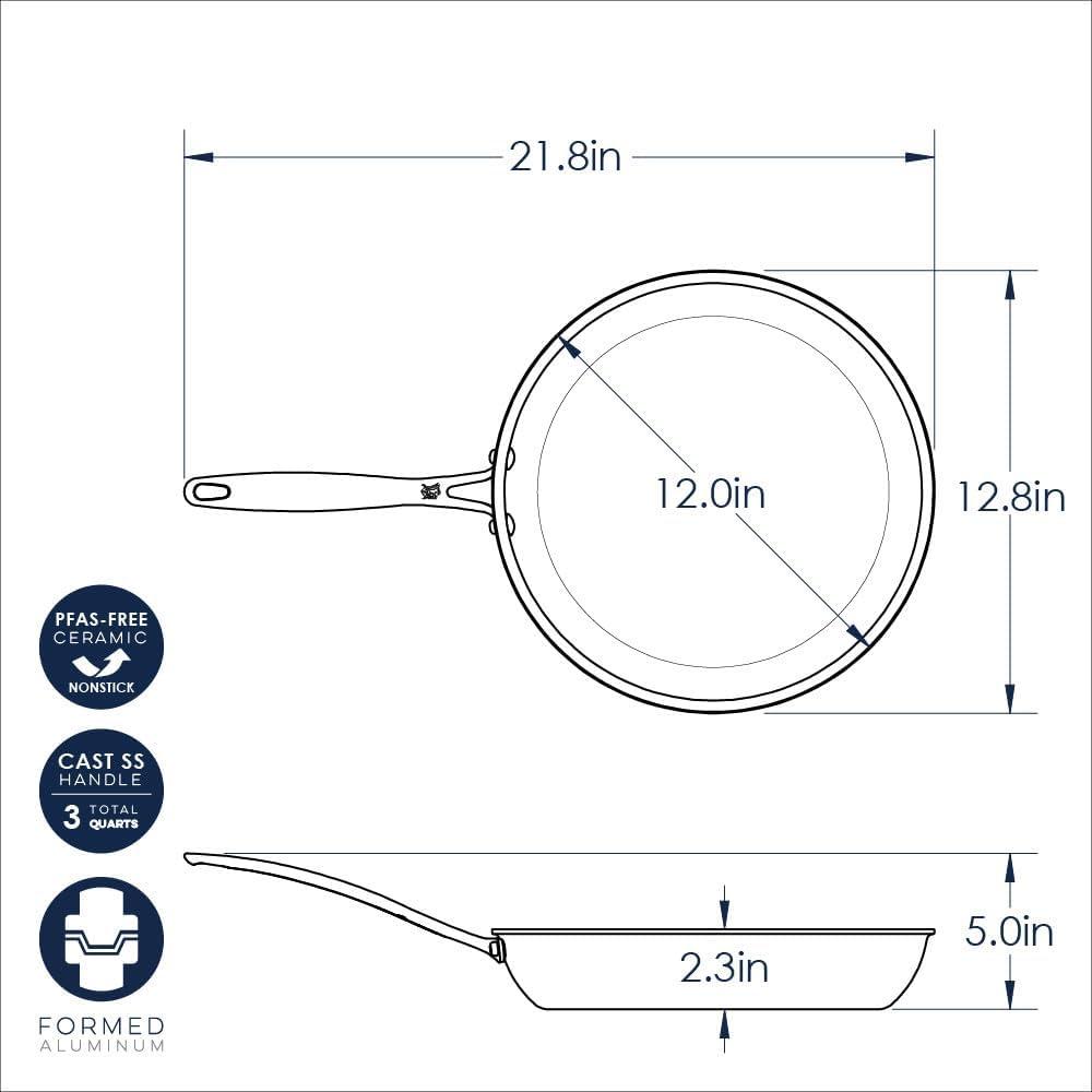 imageNordic Ware Basalt Aluminum Saute Skillet 8Inch Ceramic CoatingNonstick Ceramic Coating