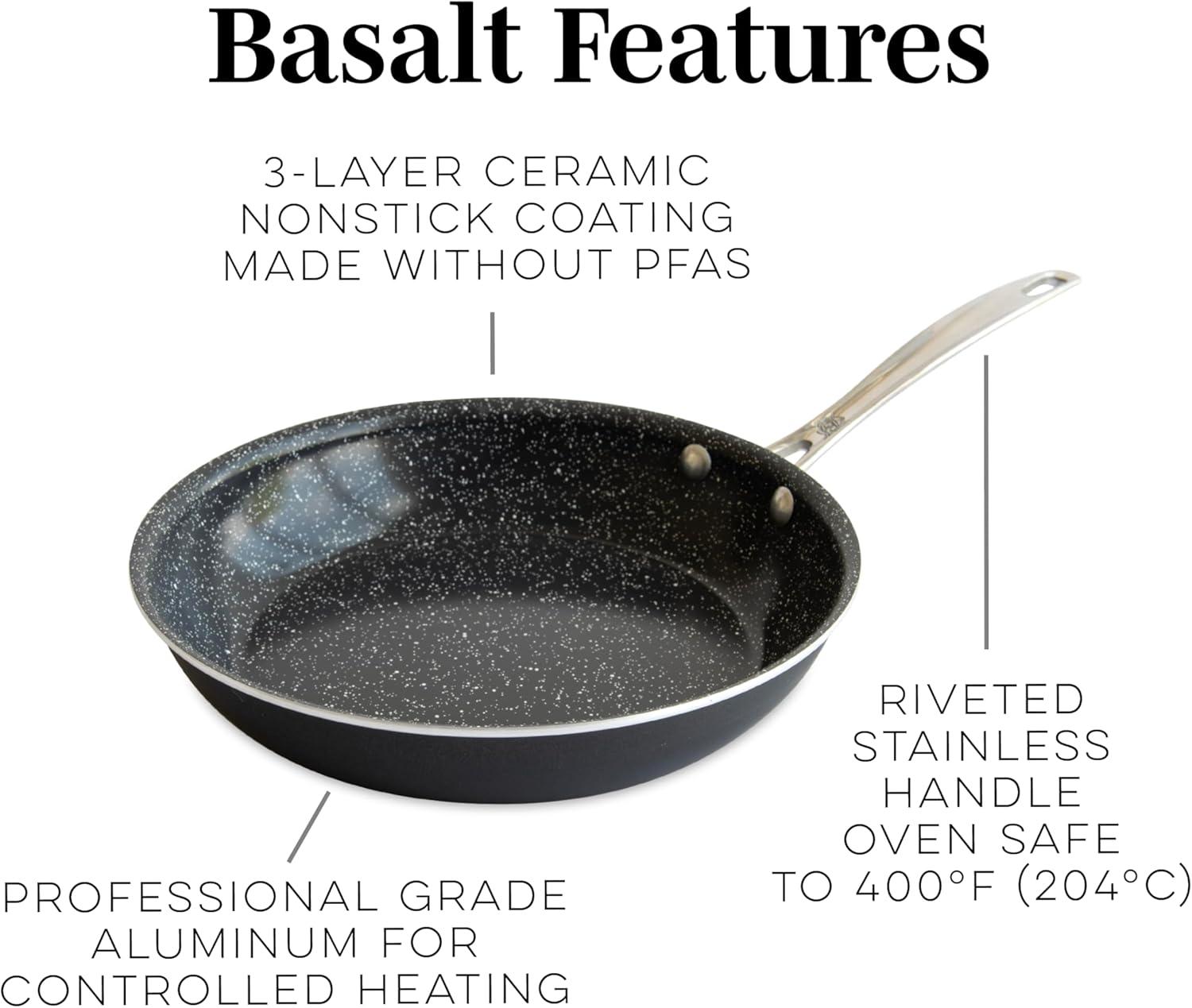 imageNordic Ware Basalt Aluminum Saute Skillet 8Inch Ceramic CoatingNonstick Ceramic Coating