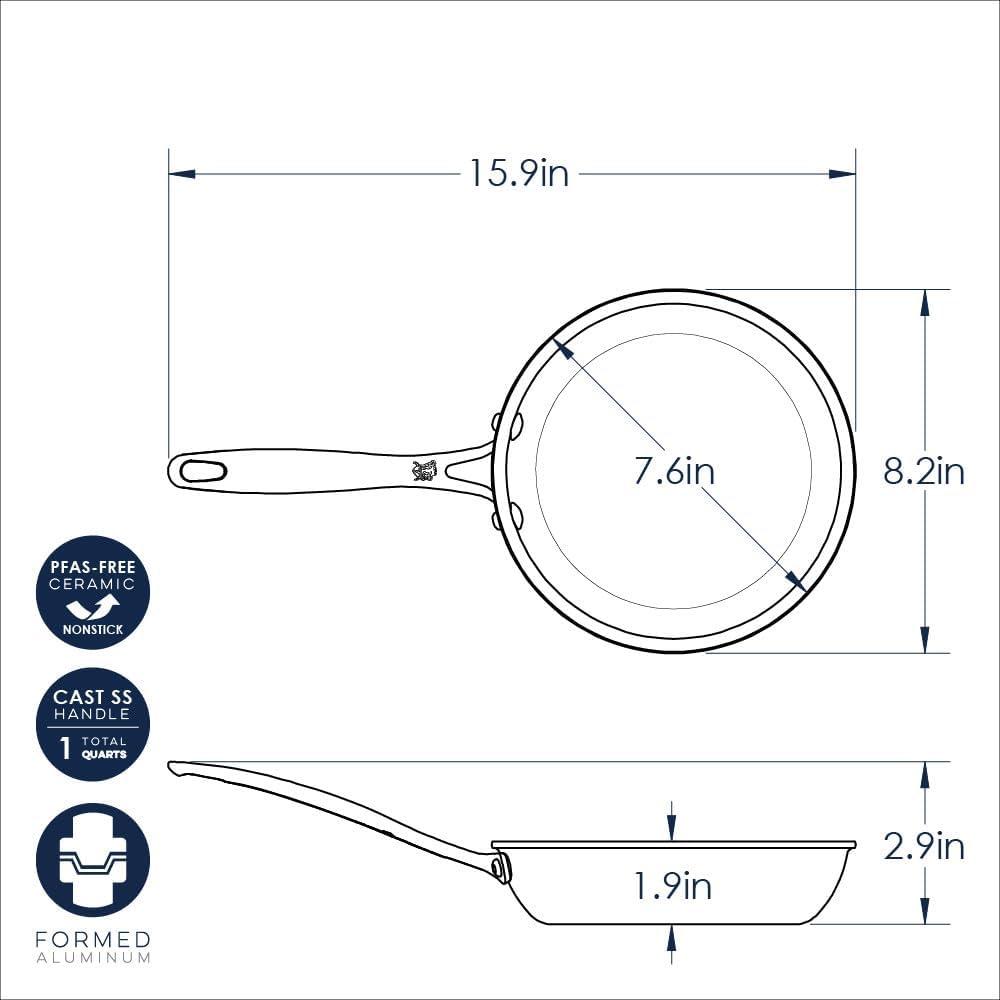 imageNordic Ware Basalt Aluminum Saute Skillet 8Inch Ceramic CoatingNonstick Ceramic Coating