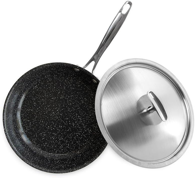 imageNordic Ware Basalt Aluminum Saute Skillet and Lid Set 8Inch Ceramic CoatingNonstick Ceramic Coating