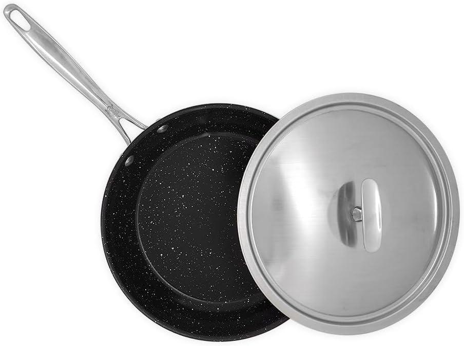 imageNordic Ware Basalt Aluminum Saute Skillet and Lid Set 8Inch Ceramic CoatingNonstick Ceramic Coating