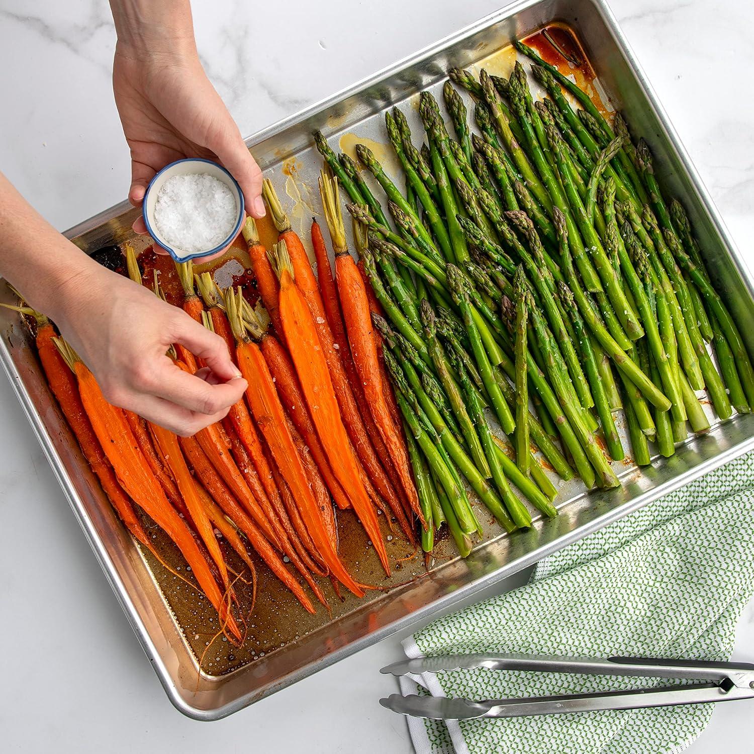 imageNordic Ware Extra Large HighSided Baking Pan 211 x 15 x 2 inches XL Big baking pan Natural Uncoated Aluminum Reinforced Steel Rim Prevents Warping Big BatchXL Baking Pan