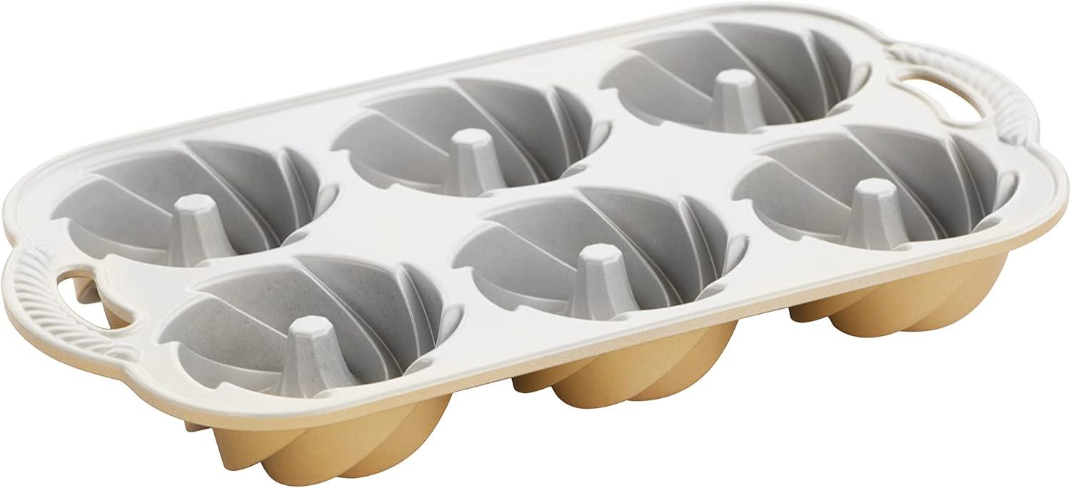 imageNordic Ware Heritage Bundtlette Cake Pan Metallic SilverGold