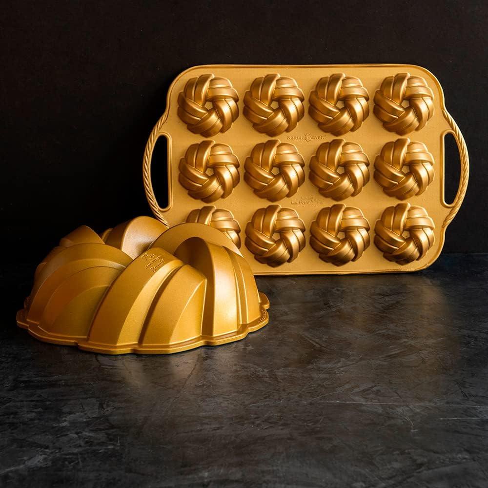 imageNordic Ware NW 95577 75th Anniversary Braided Rope Bundt Cake Pan Gold 12 Cup Capacity12 Cup