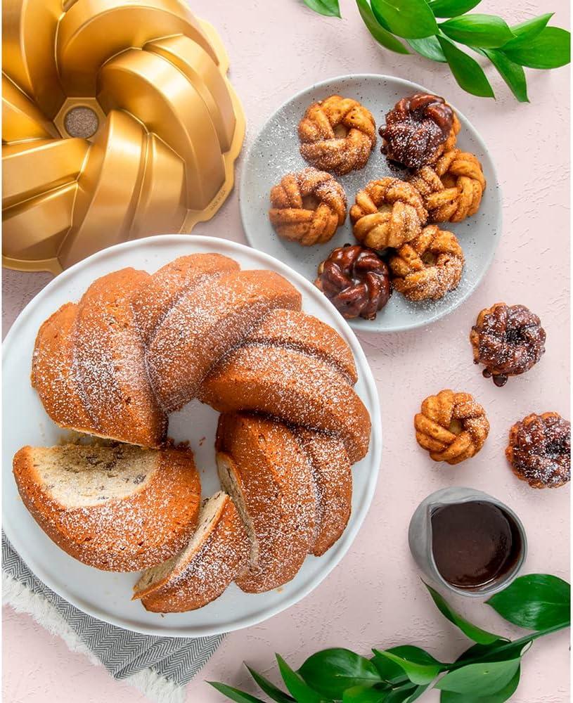 imageNordic Ware NW 95577 75th Anniversary Braided Rope Bundt Cake Pan Gold 12 Cup Capacity12 Cup