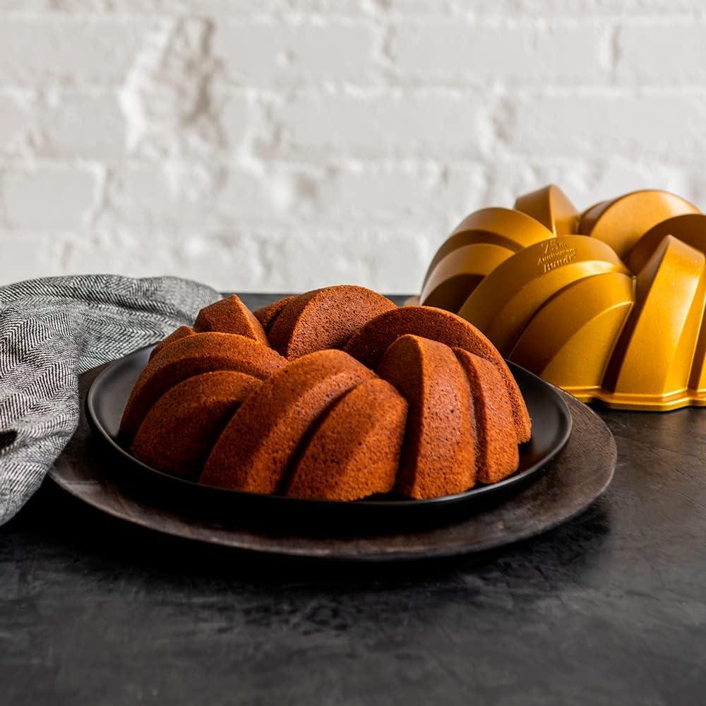imageNordic Ware NW 95577 75th Anniversary Braided Rope Bundt Cake Pan Gold 12 Cup Capacity12 Cup