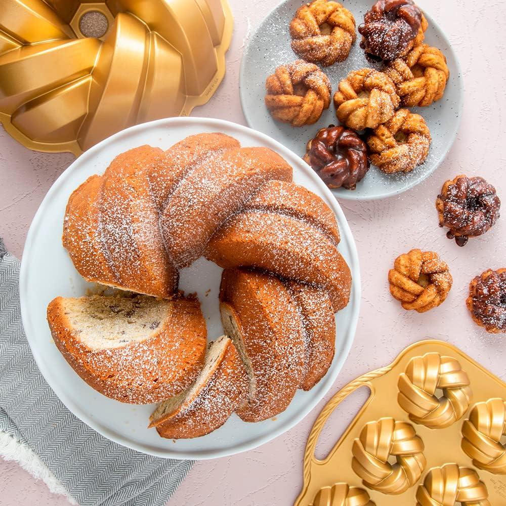 imageNordic Ware NW 95577 75th Anniversary Braided Rope Bundt Cake Pan Gold 12 Cup Capacity12 Cup