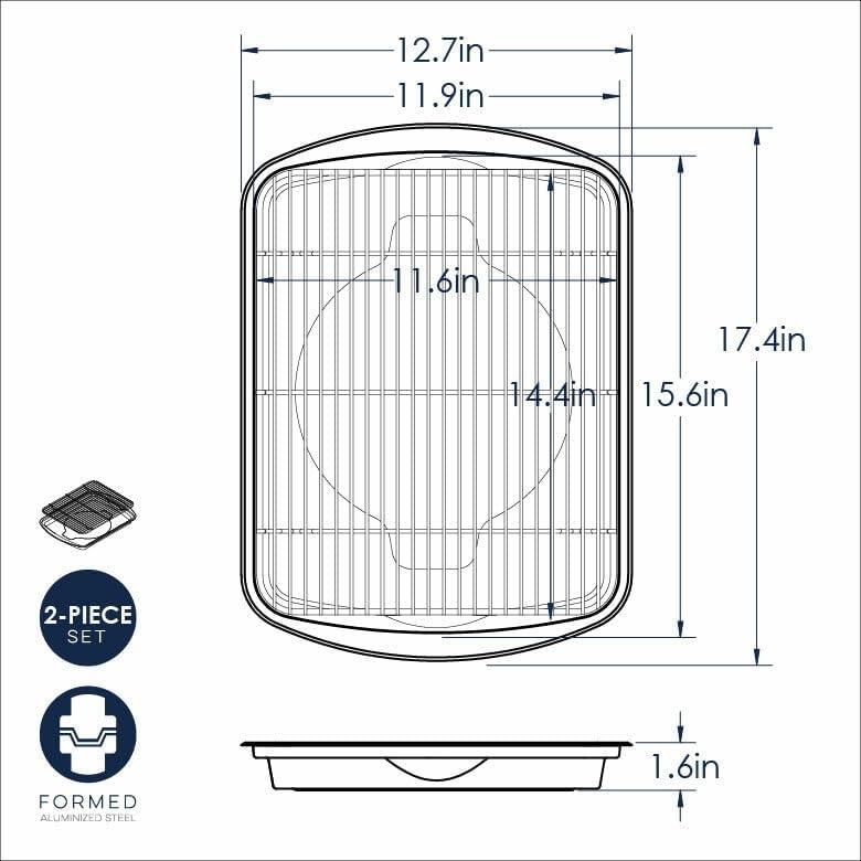imageNordic Ware Oven Crisp Baking Tray 2pc Set Includes Pan and Rack Natural Aluminum For Air Frying Crisping Broiling Baking Cooking Surface 17 x 12 InchesNatural