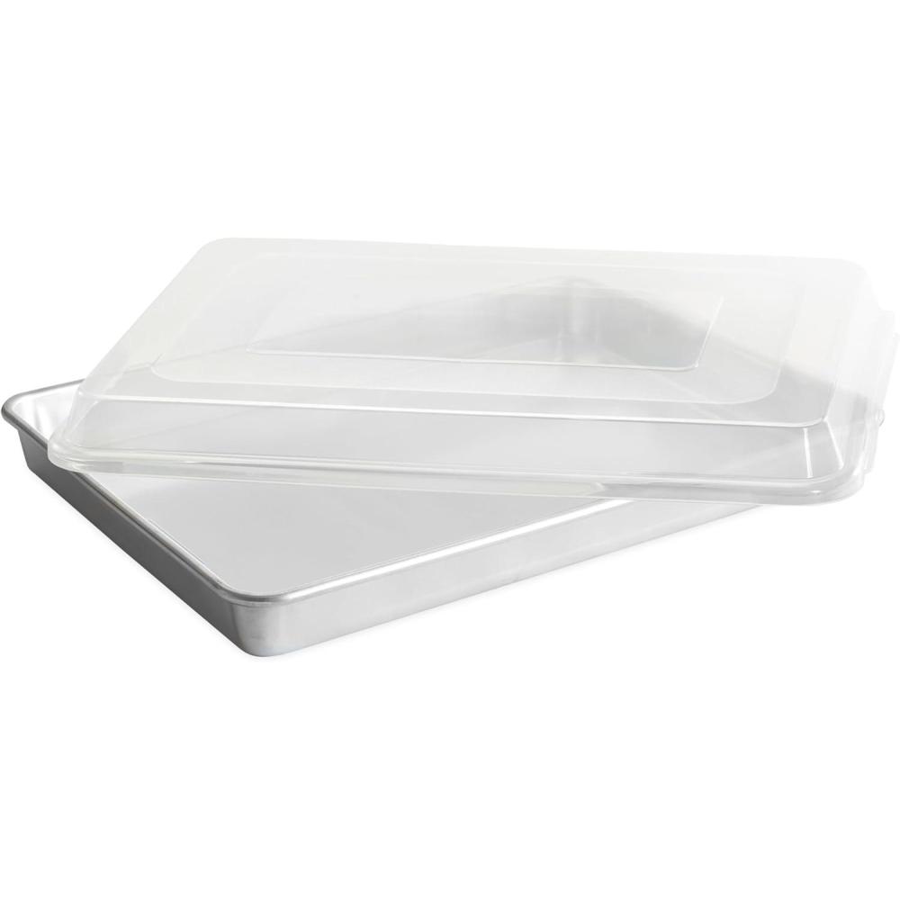imageNordic Ware Extra Large HighSided Baking Pan 211 x 15 x 2 inches XL Big baking pan Natural Uncoated Aluminum Reinforced Steel Rim Prevents Warping Big BatchXL Baking Pan Lid