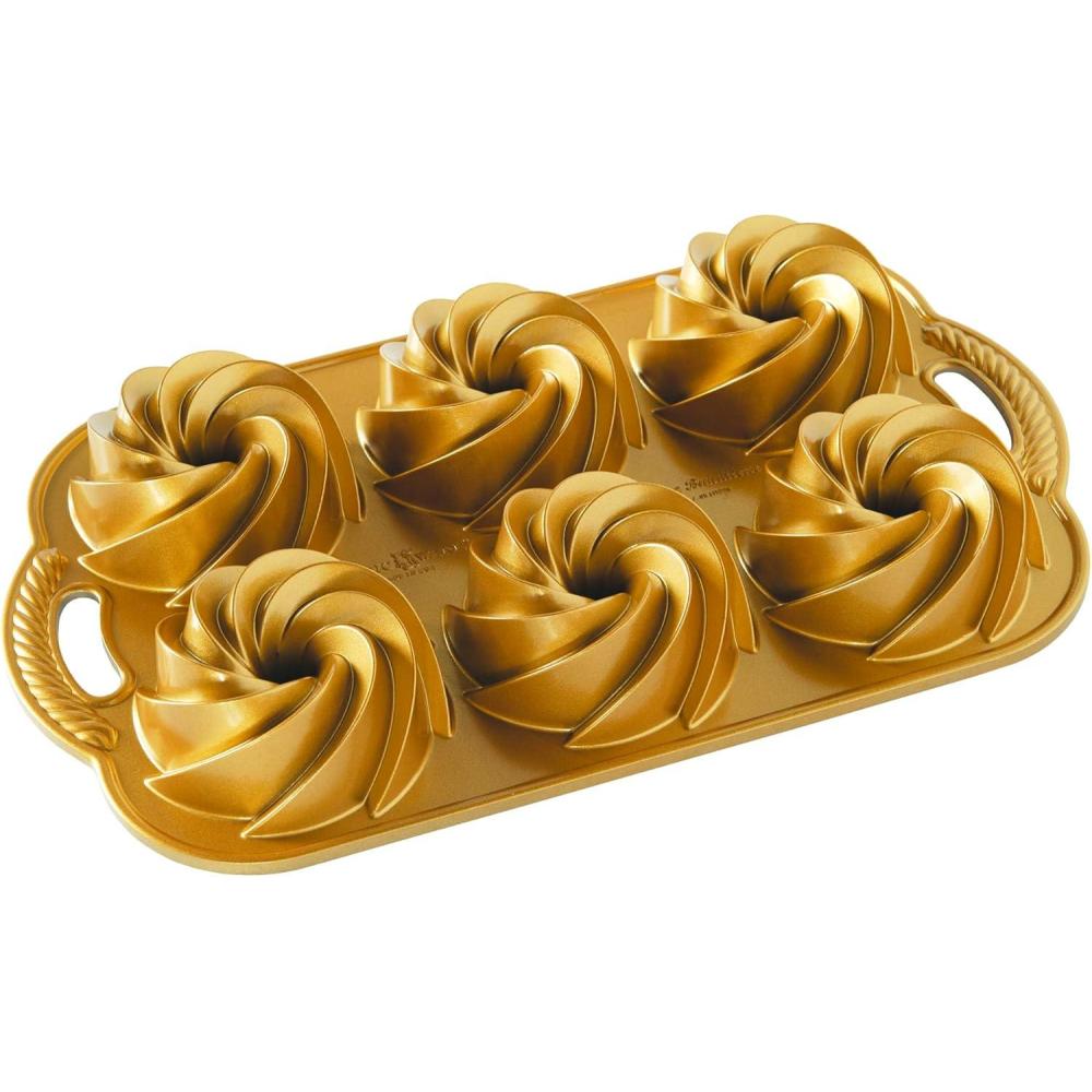 imageNordic Ware Heritage Bundtlette Cake Pan Metallic SilverGold