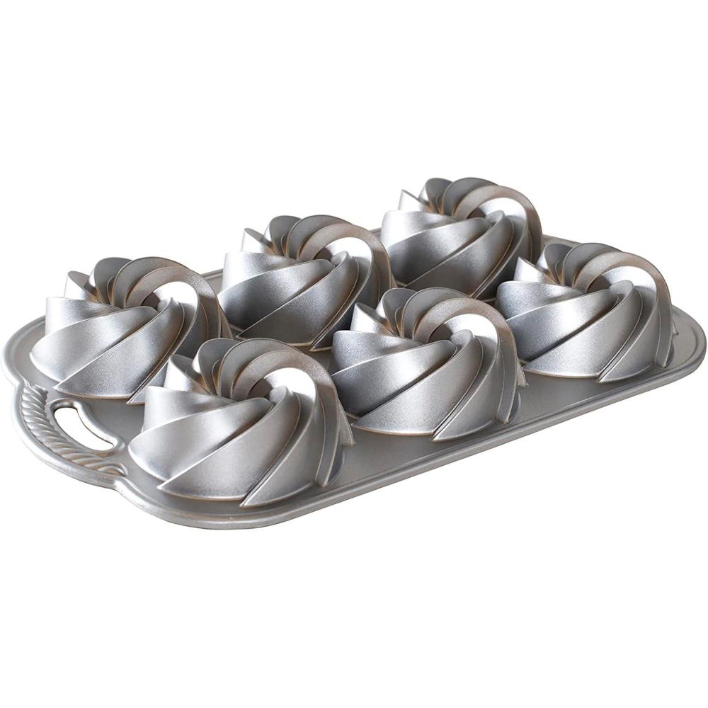 imageNordic Ware Heritage Bundtlette Cake Pan Metallic SilverSilver