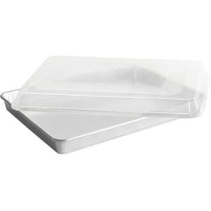 Nordic Ware Extra Large High-Sided Baking Pan, 21.1 x 15 x 2 inches, XL Big baking pan Natural Uncoated Aluminum, Reinforced Steel Rim Prevents Warping, Big Batch(XL Baking Pan + Lid)