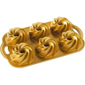 Nordic Ware Heritage Bundtlette Cake Pan, Metallic, Silver(Gold)