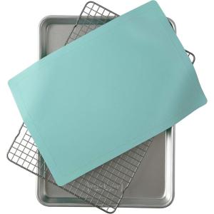 Nordic Ware Naturals Half Sheet Pan, Deluxe Silicone Liner and Cooling Rack, Cookie or Roasting Bakers Set(Half Sheet + Silicone Mat + Grid)