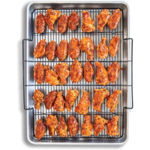 Nordic Ware Oven Crisp Baking Tray 2pc Set Includes Pan and Rack; Natural Aluminum For Air Frying, Crisping, Broiling, Baking; Cooking Surface 17 x 12 Inches(Natural)