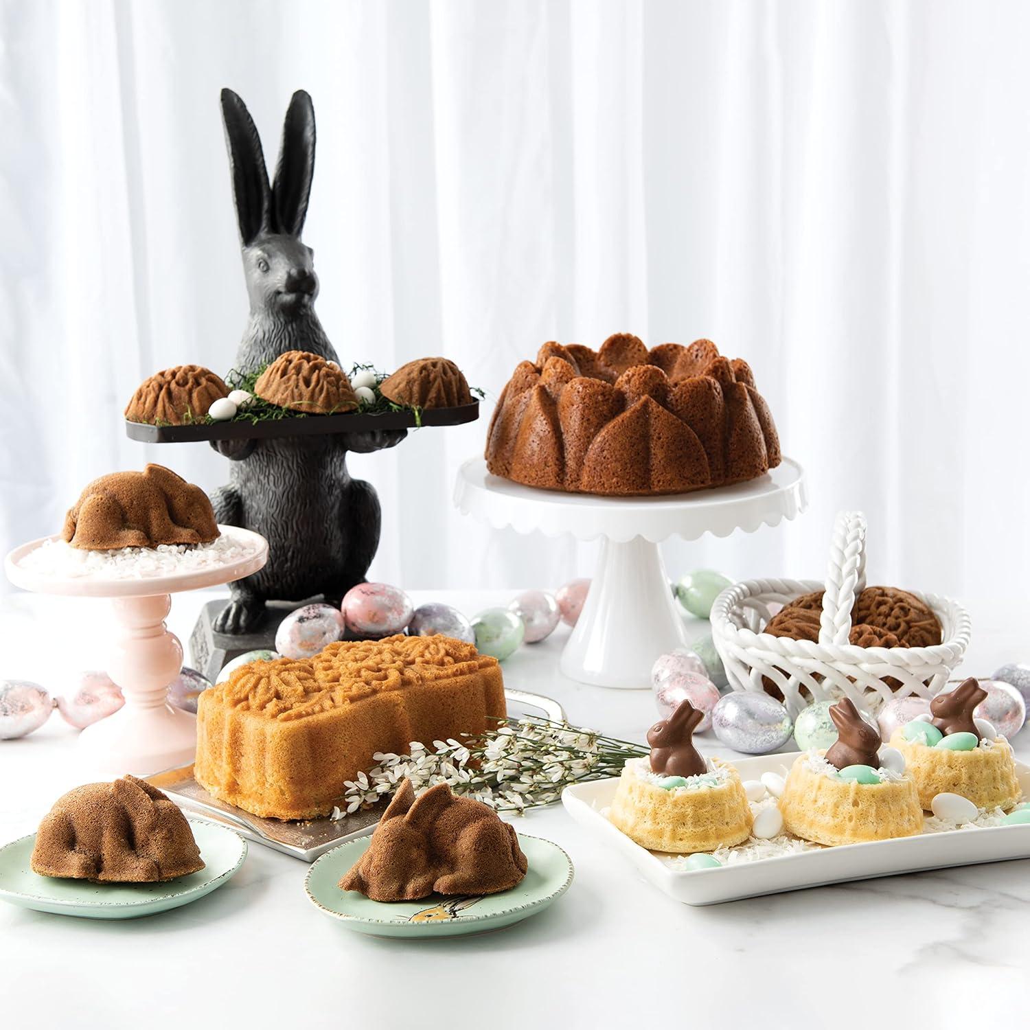 imageNordic Ware 54349AMZ Shortcake Baskets Cast Aluminum Cakelet Six 12 Cup ToffeeSix 12 Cup Pack of 3