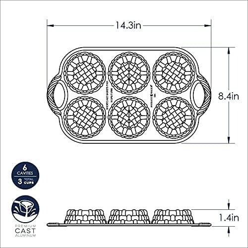 imageNordic Ware 54349AMZ Shortcake Baskets Cast Aluminum Cakelet Six 12 Cup ToffeeSix 12 Cup Pack of 3
