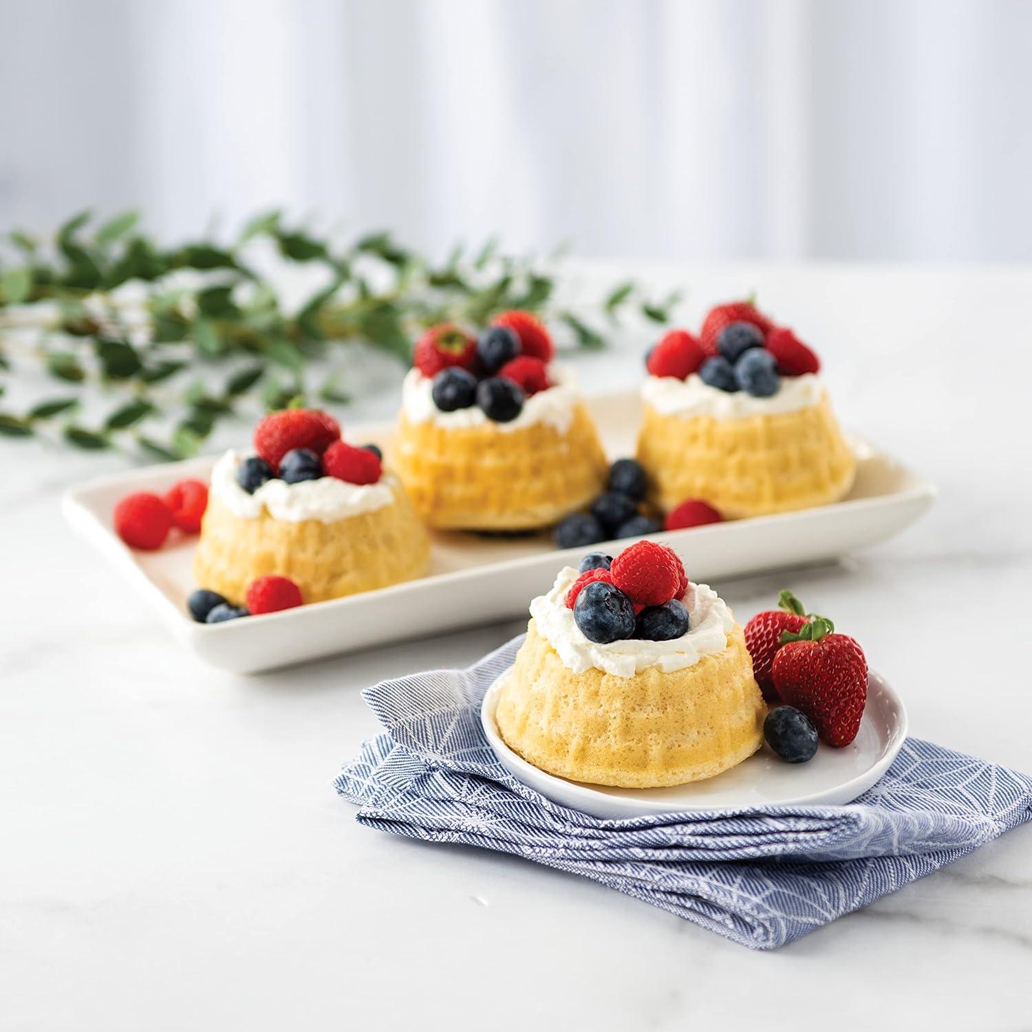 imageNordic Ware 54349AMZ Shortcake Baskets Cast Aluminum Cakelet Six 12 Cup ToffeeSix 12 Cup Pack of 3