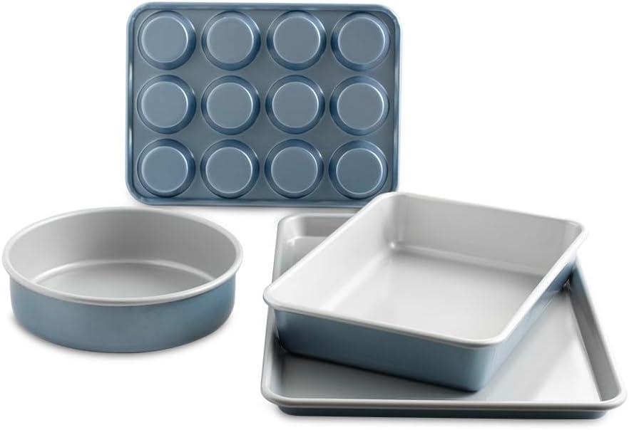 imageNordic Ware Brilliant Colorful Bakeware 12 Cavity Muffin Pan Nonstick made without PFAS or PTFE for safe cooking Reinforced steel rim prevents warping4pc Baking Set