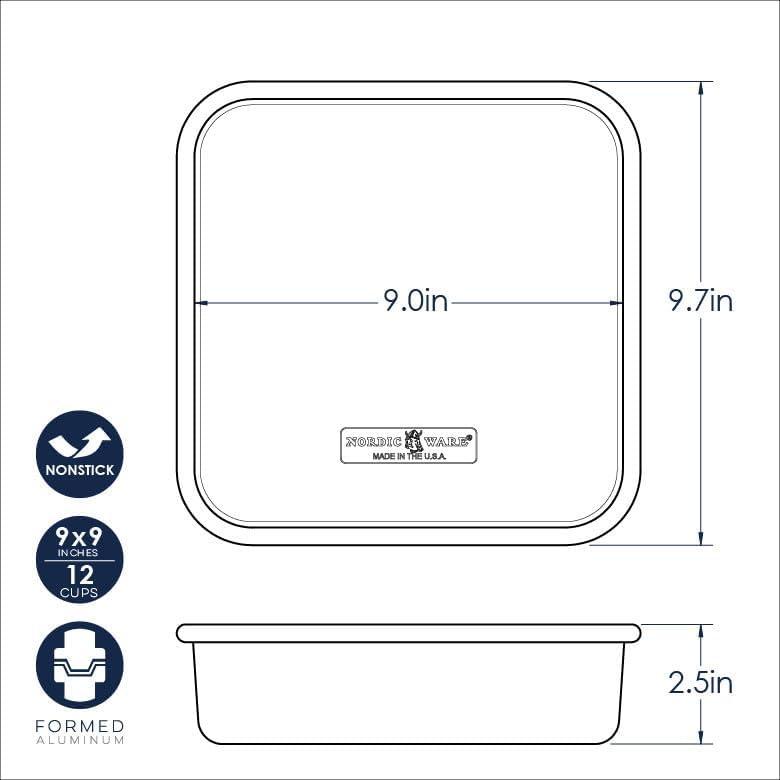 imageNordic Ware Brilliant Colorful Bakeware 12 Cavity Muffin Pan Nonstick made without PFAS or PTFE for safe cooking Reinforced steel rim prevents warping9Inch Square