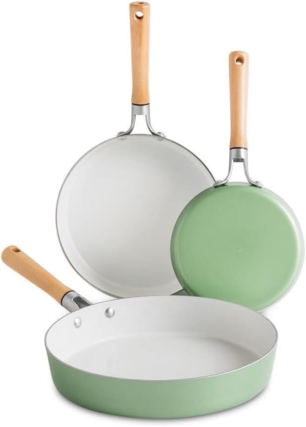 imageNordic Ware Cardamom Ceramic Nonstick 3 Piece Fry Pan Set Includes 8 Inch 10 Inch and 12 Inch