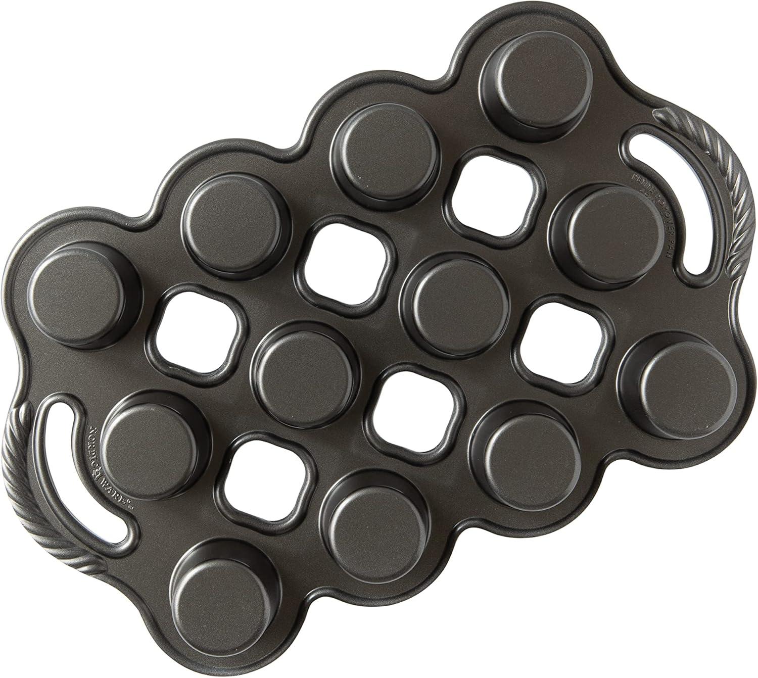 imageNordic Ware Cast Aluminum Petite Popover Pan 14 Cup Each 12 Cavity SilverGray143 x 89 x 19 inches 12 Cavities Pack of 3