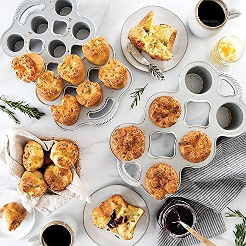 imageNordic Ware Cast Aluminum Petite Popover Pan 14 Cup Each 12 Cavity SilverGray143 x 89 x 19 inches 12 Cavities Pack of 3