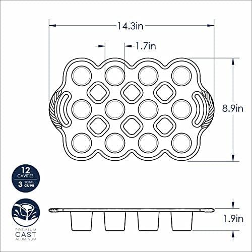 imageNordic Ware Cast Aluminum Petite Popover Pan 14 Cup Each 12 Cavity SilverGray143 x 89 x 19 inches 12 Cavities Pack of 3