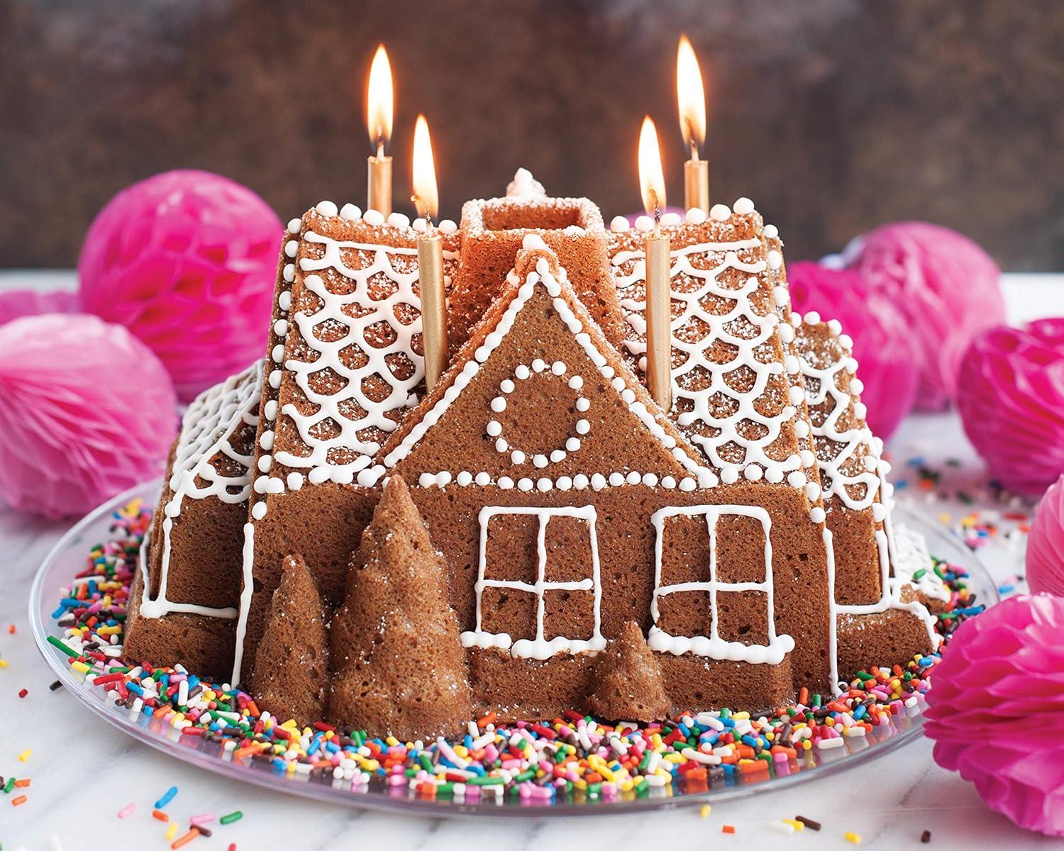 imageNordic Ware Cozy Village Gingerbread House 6 Cups SilverGingerbread House Bundt Pan