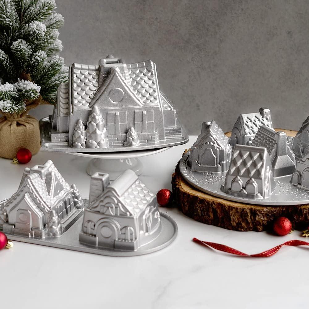 imageNordic Ware Cozy Village Gingerbread House 6 Cups SilverGingerbread House Bundt Pan