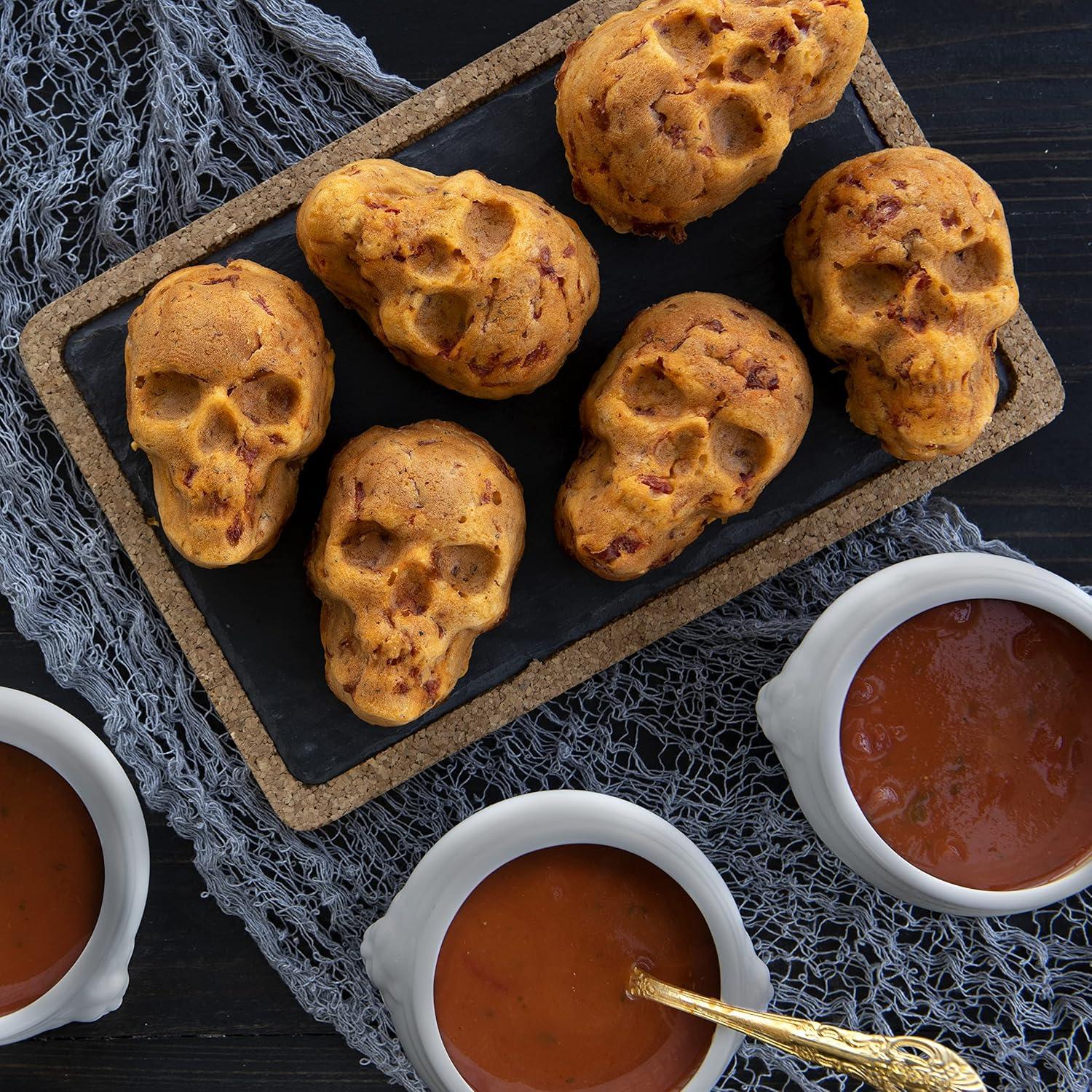 imageNordic Ware Halloween Bakeware Haunted Skull Cakelet Pan Bronze118 x 10 x 2 inches Pack of 3