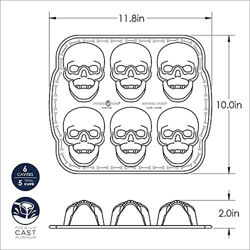 imageNordic Ware Halloween Bakeware Haunted Skull Cakelet Pan Bronze118 x 10 x 2 inches Pack of 3