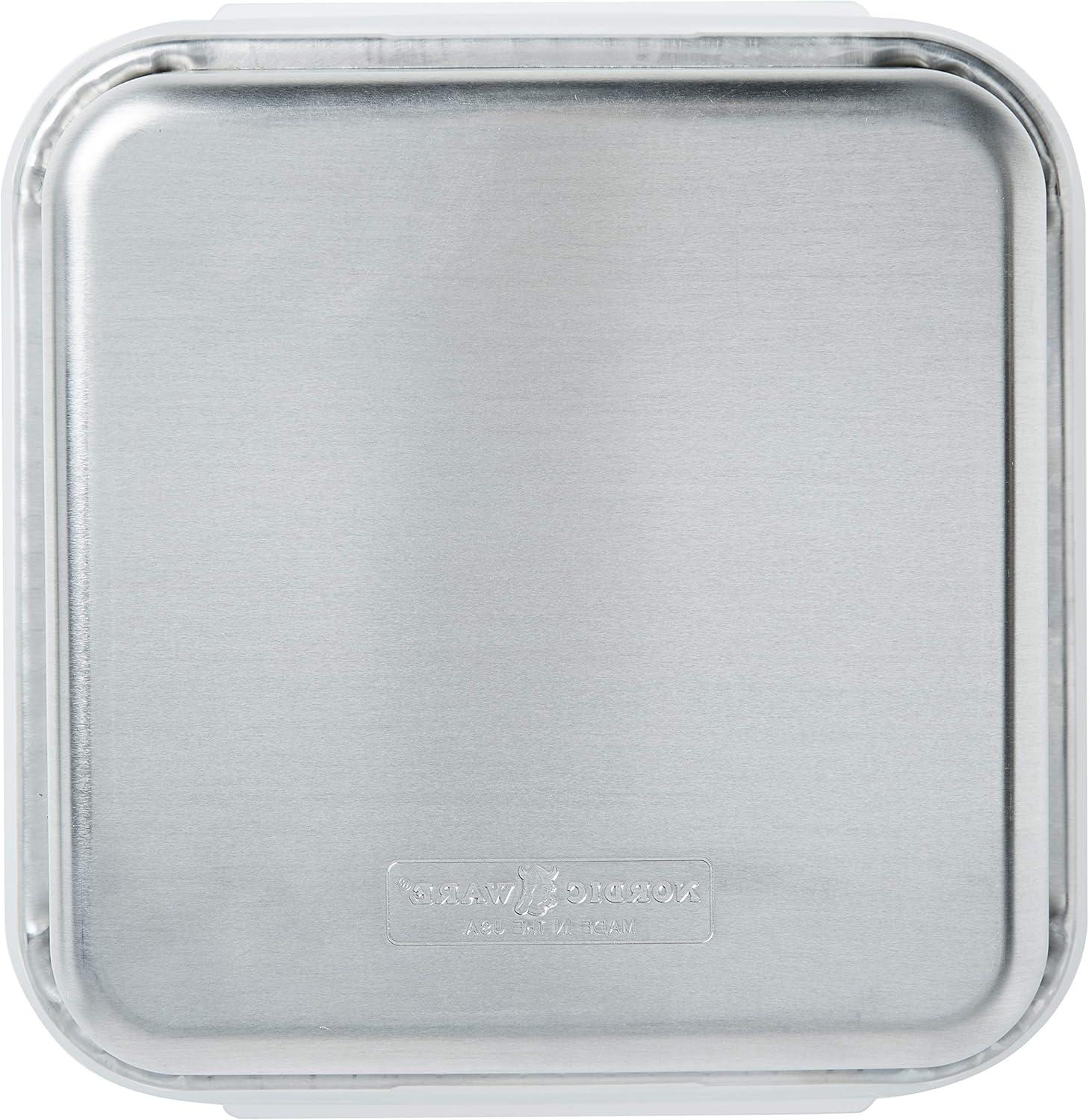 imageNordic Ware Natural Aluminum Commercial Square Cake Pan with Lid Exterior 988 x 988 Inches9 x 9