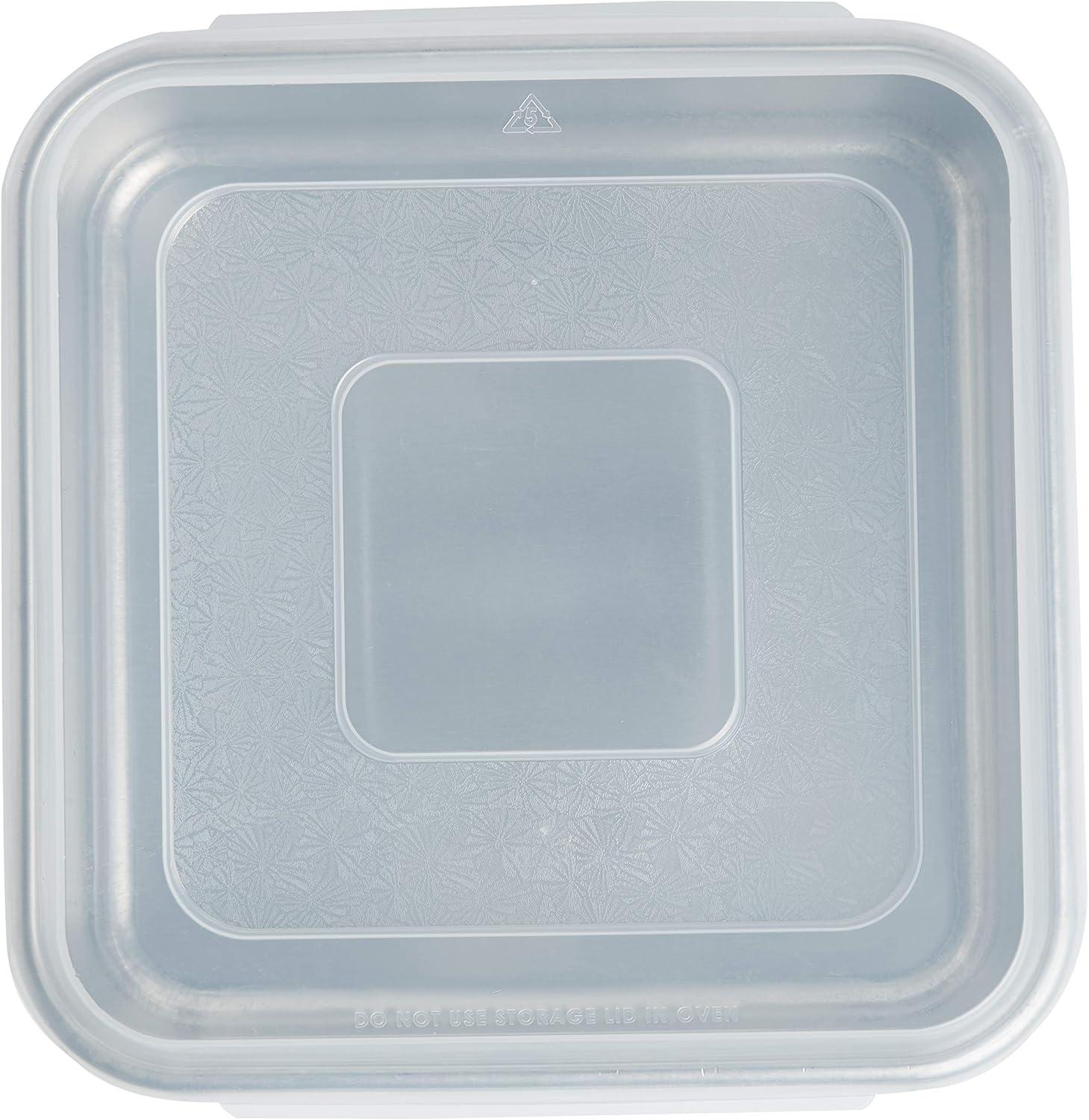 imageNordic Ware Natural Aluminum Commercial Square Cake Pan with Lid Exterior 988 x 988 Inches9 x 9