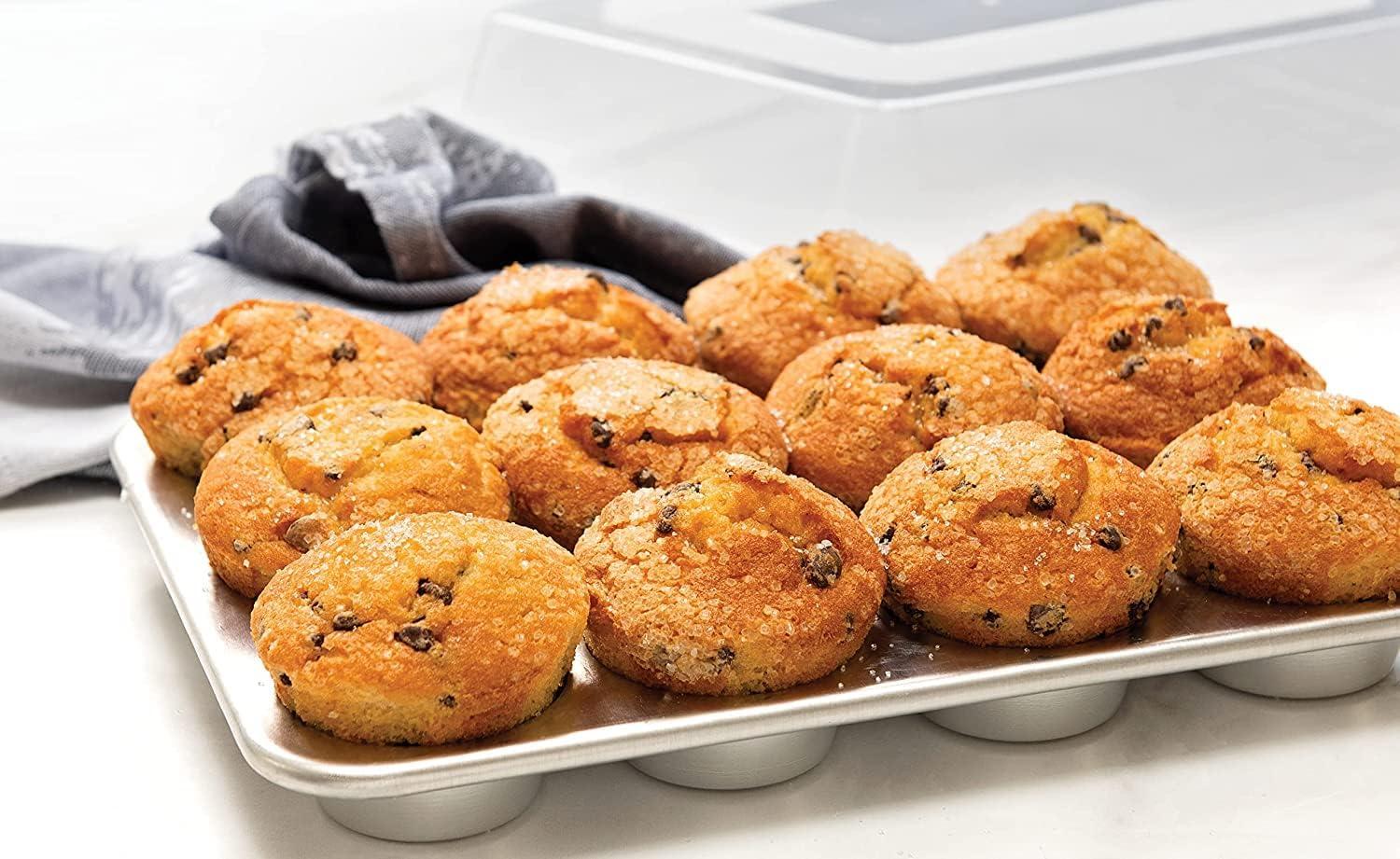 imageNordic Ware Naturals 12 Cavity Muffin Pan with HighDomed Lid12Cavities StandardLid