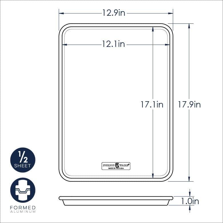imageNordic Ware Naturals 3 Piece Set USA Made Aluminum Commercial Quality Sheet Pan for Baking or Roasting Encapsulated Galvanized Steel Rim Prevents Warping Half Sheet Jelly Roll and Quarter Sheet2pk Half Sheet