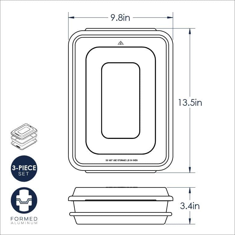 imageNordic Ware Naturals Quarter Sheet 9x13 and Lid Baking Set USA Made Aluminum Commercial Quality Sheet Pans for Baking or Roasting Encapsulated Galvanized Steel Rim Prevents Warping 3pc Bakers Set3pc Bakers Set Pack of 4