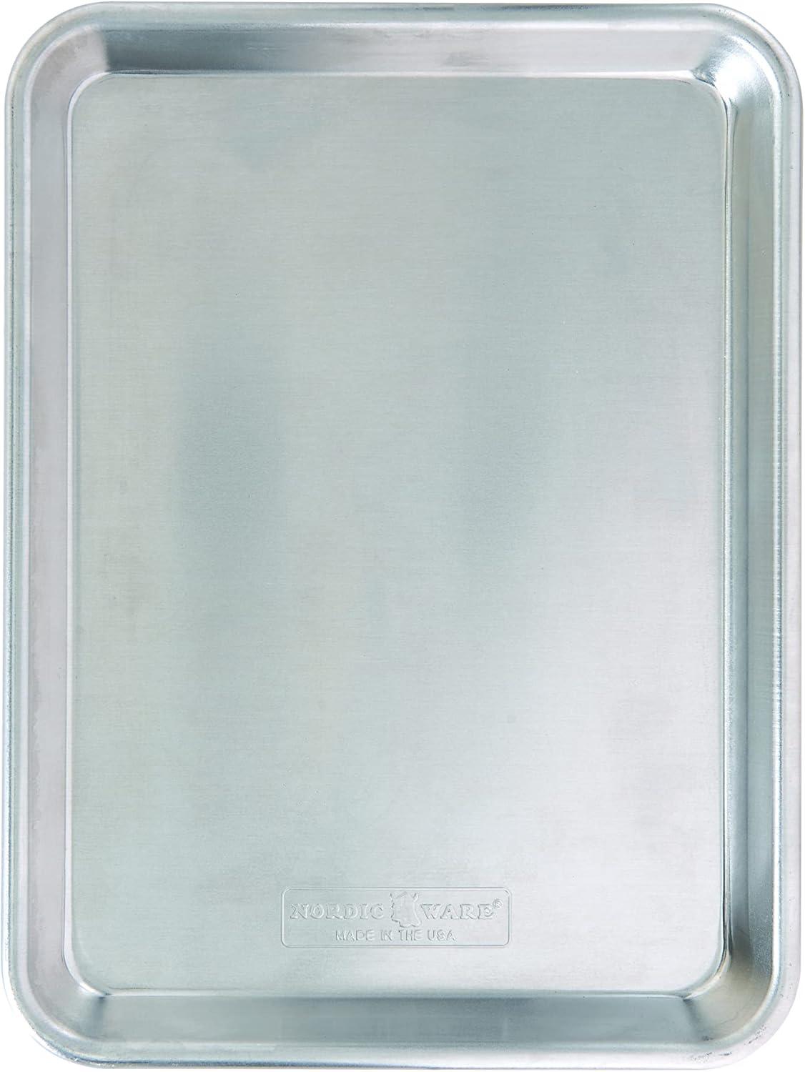 imageNordic Ware Naturals Quarter Sheet 9x13 and Lid Baking Set USA Made Aluminum Commercial Quality Sheet Pans for Baking or Roasting Encapsulated Galvanized Steel Rim Prevents Warping 3pc Bakers Set3pc Bakers Set Pack of 4