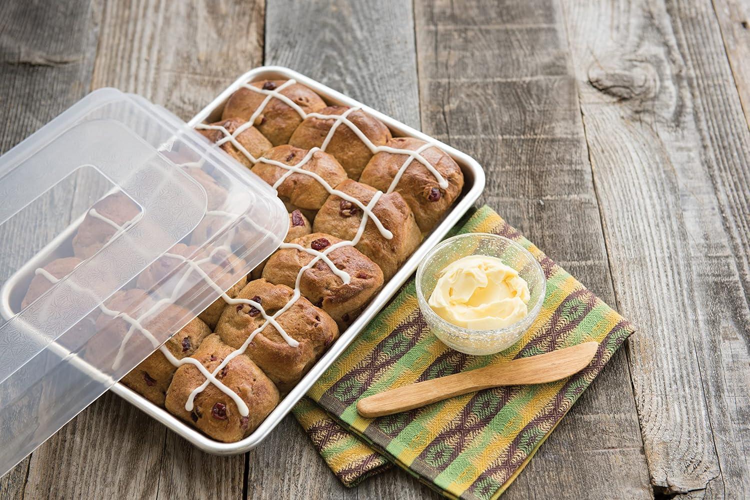 imageNordic Ware Naturals Quarter Sheet 9x13 and Lid Baking Set USA Made Aluminum Commercial Quality Sheet Pans for Baking or Roasting Encapsulated Galvanized Steel Rim Prevents Warping 3pc Bakers Set3pc Bakers Set Pack of 4
