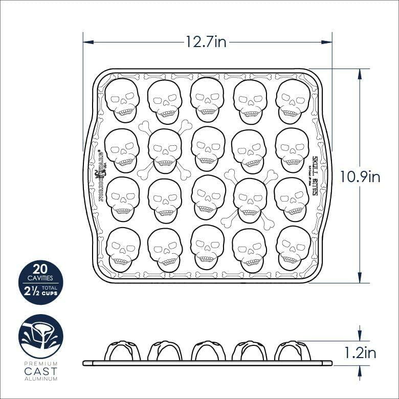 imageNordic Ware Skull Bite Cakelet 25 Cups Bronze