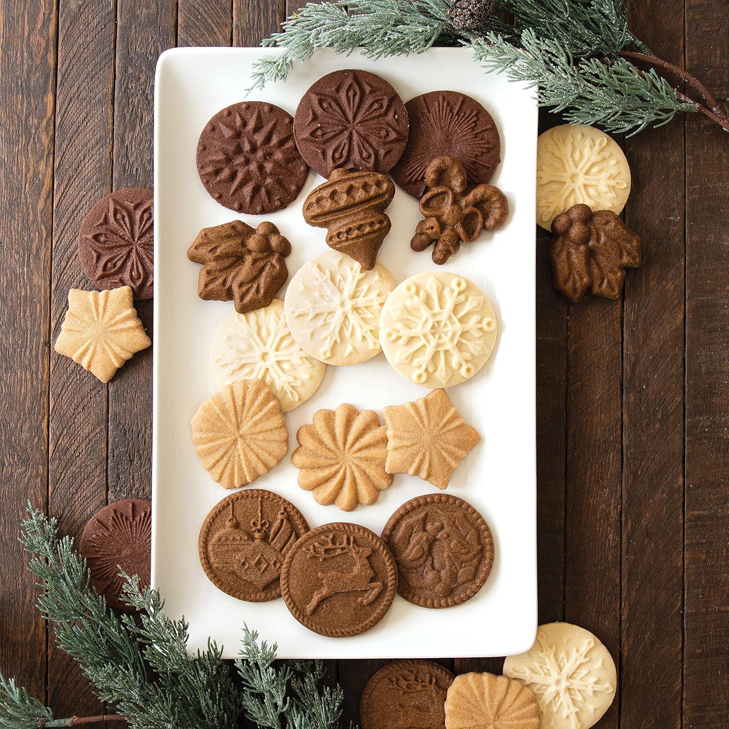 imageNordic Ware Snowflake Cookie Stamps Set of 3 Sturdy Cast Aluminium Cookie Stamp Set Cookie Press Set Made in the USA Sturdy and Durable Biscuit Maker Press Set3inch rounds Pack of 3