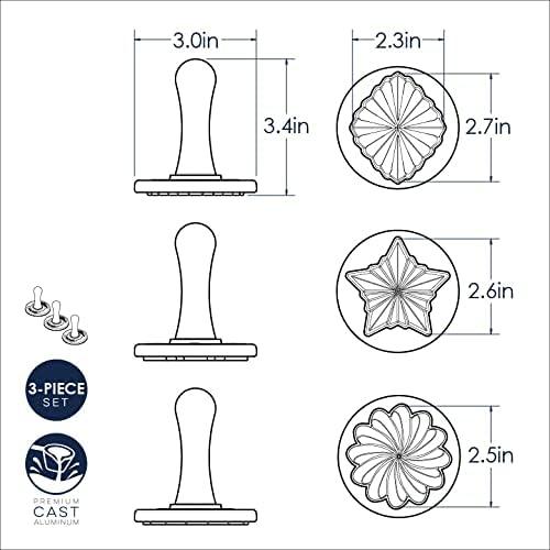 imageNordic Ware Snowflake Cookie Stamps Set of 3 Sturdy Cast Aluminium Cookie Stamp Set Cookie Press Set Made in the USA Sturdy and Durable Biscuit Maker Press Set3Piece Pack of 3