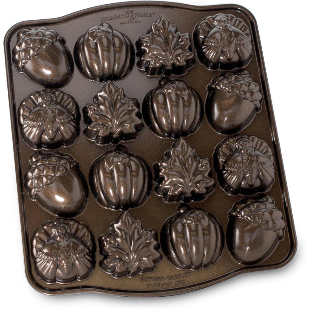 imageNordic Ware Autumn Cakelet Pan 3Cup Bronze3Cup