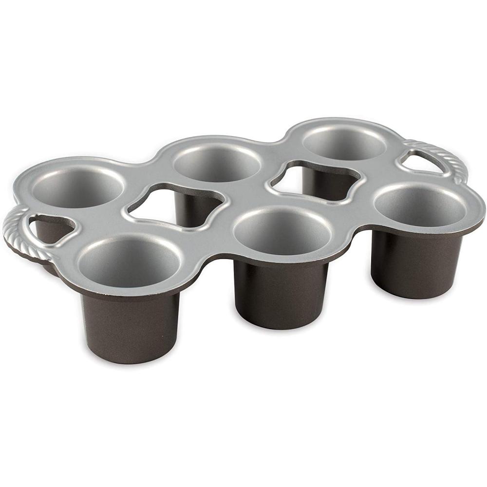imageNordic Ware Cast Aluminum Petite Popover Pan 14 Cup Each 12 Cavity SilverGray14 x 9 x 22 inches 6 Cavities