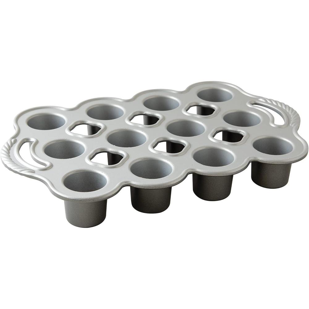 imageNordic Ware Cast Aluminum Petite Popover Pan 14 Cup Each 12 Cavity SilverGray143 x 89 x 19 inches 12 Cavities