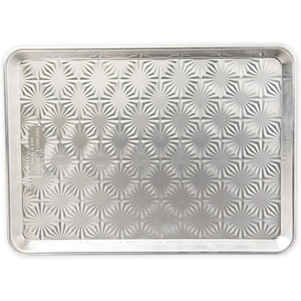 imageNordic Ware Embossed Naturals Vintage Starburst Natural Uncoated Aluminum with Reinforced Steel Rim Prevents Warping Half Sheet