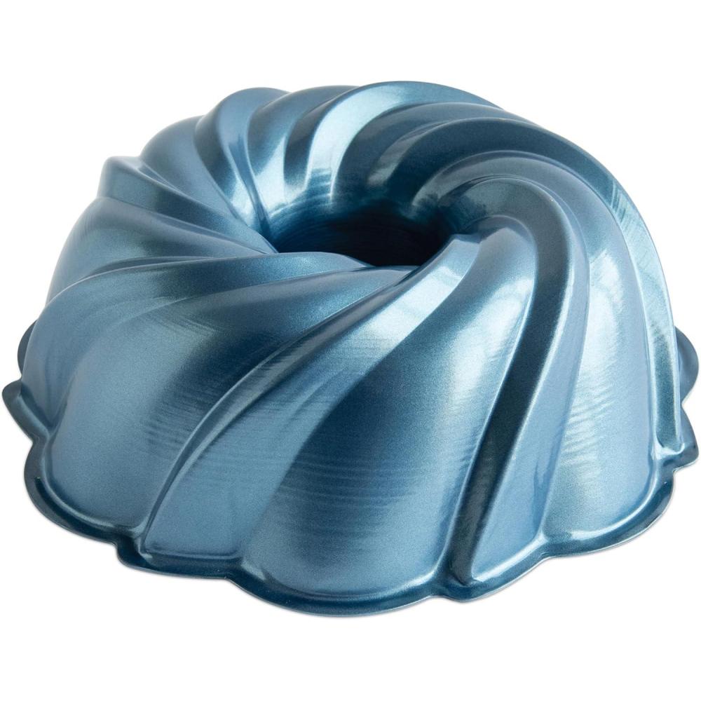 imageNordic Ware Formed Orginal Bundt with Keeper 12 Cup Golden HourTwilight Blue Swirl