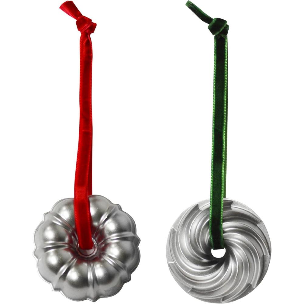 imageNordic Ware Jubilee Bundt Ornament Set Gold and Silver 2PiecesSilver
